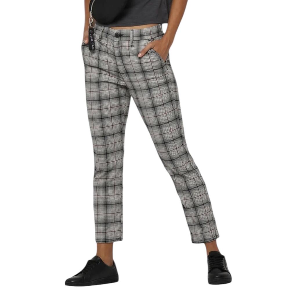 American Eagle Pants Womens 2 Black Gray Plaid Slim Fit Stretch Trousers Preppy